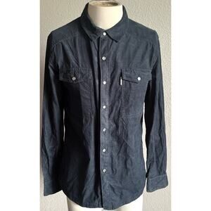 In4mation Hawaii Western Pearl Snap Shirt Textured Cotton Gray Mens M Y2K VTG